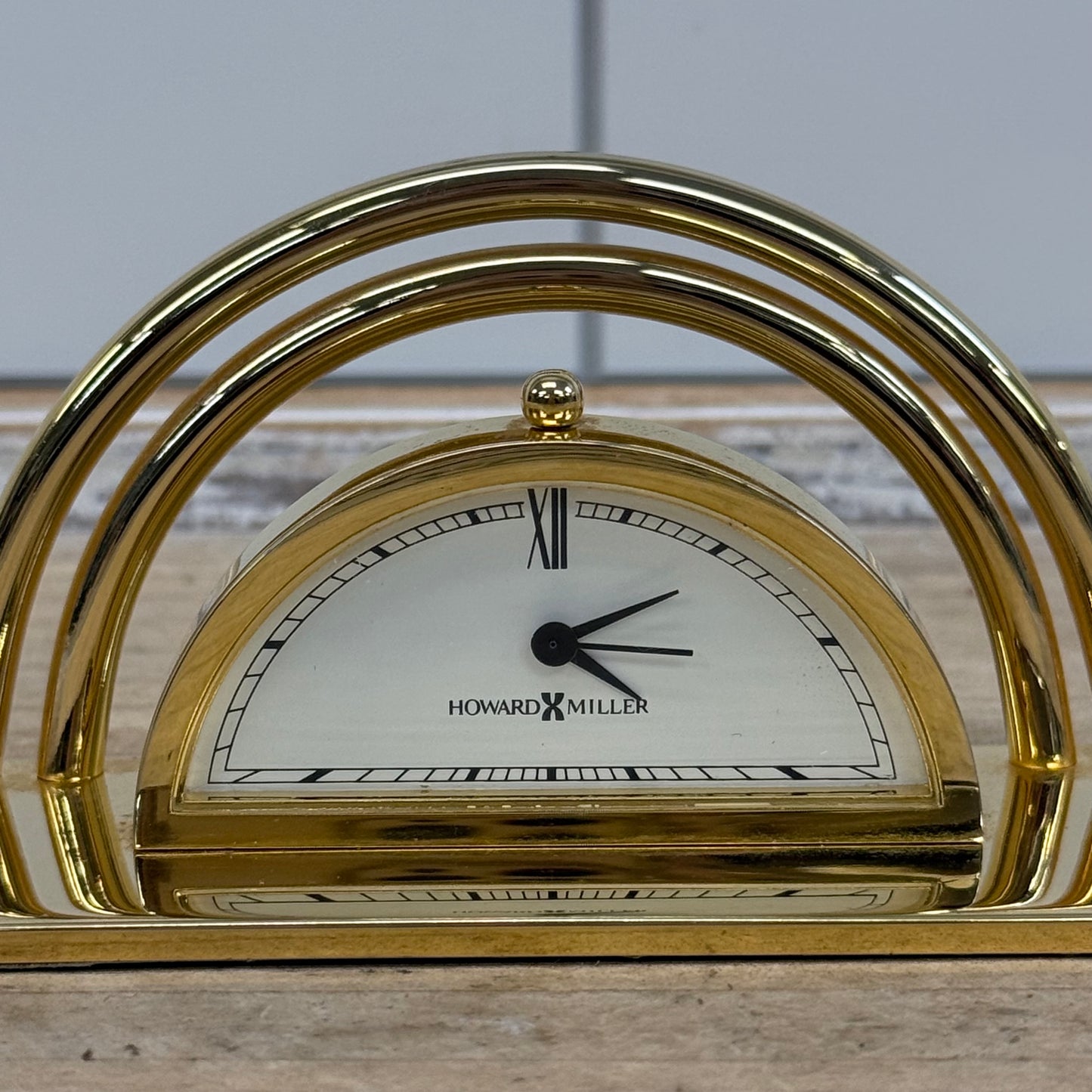 Howard Miller Brass Gold Plated Desk Clock Card Holder