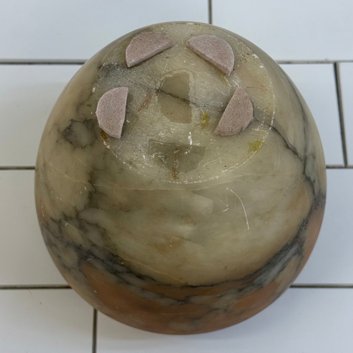 Natural Alabaster Stone Vase Hand Carved Decorative Vessel Vintage