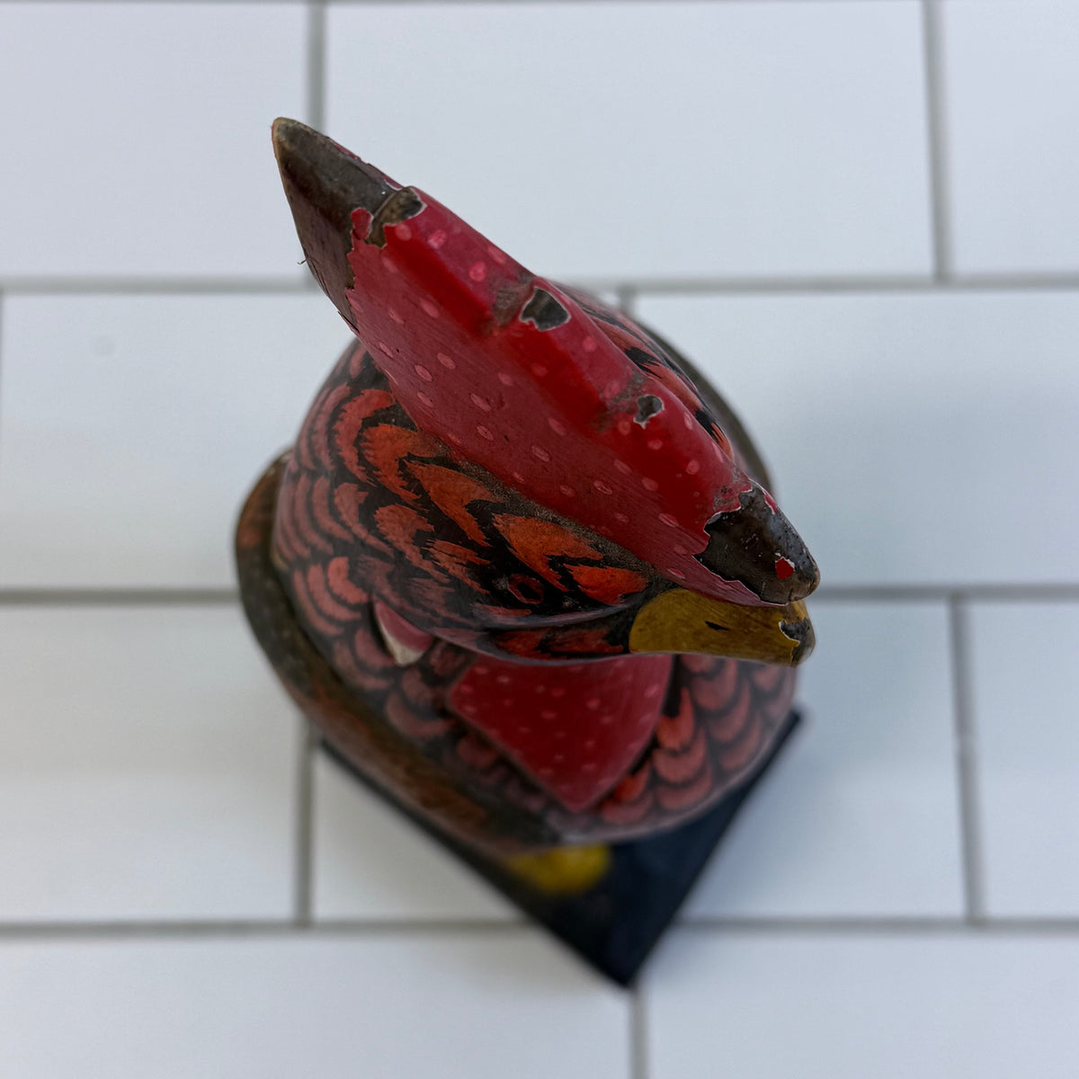 Hand Painted Wood Rooster Folk Art Sculpture