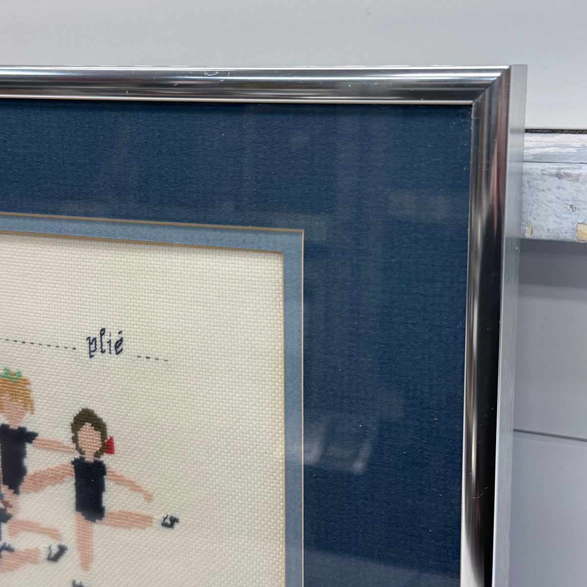 Ballet Dancers Cross Stitch Framed Needlework Vintage 1978
