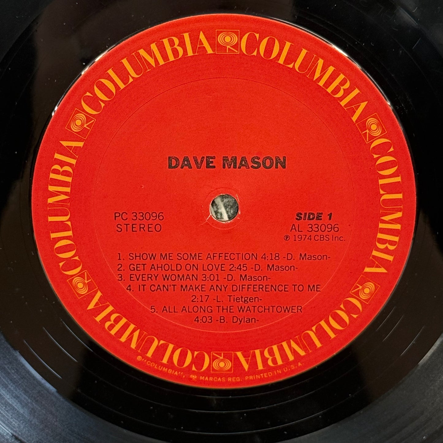 Dave Mason Self Titled Vinyl LP 1974 Columbia Records #PC 33096