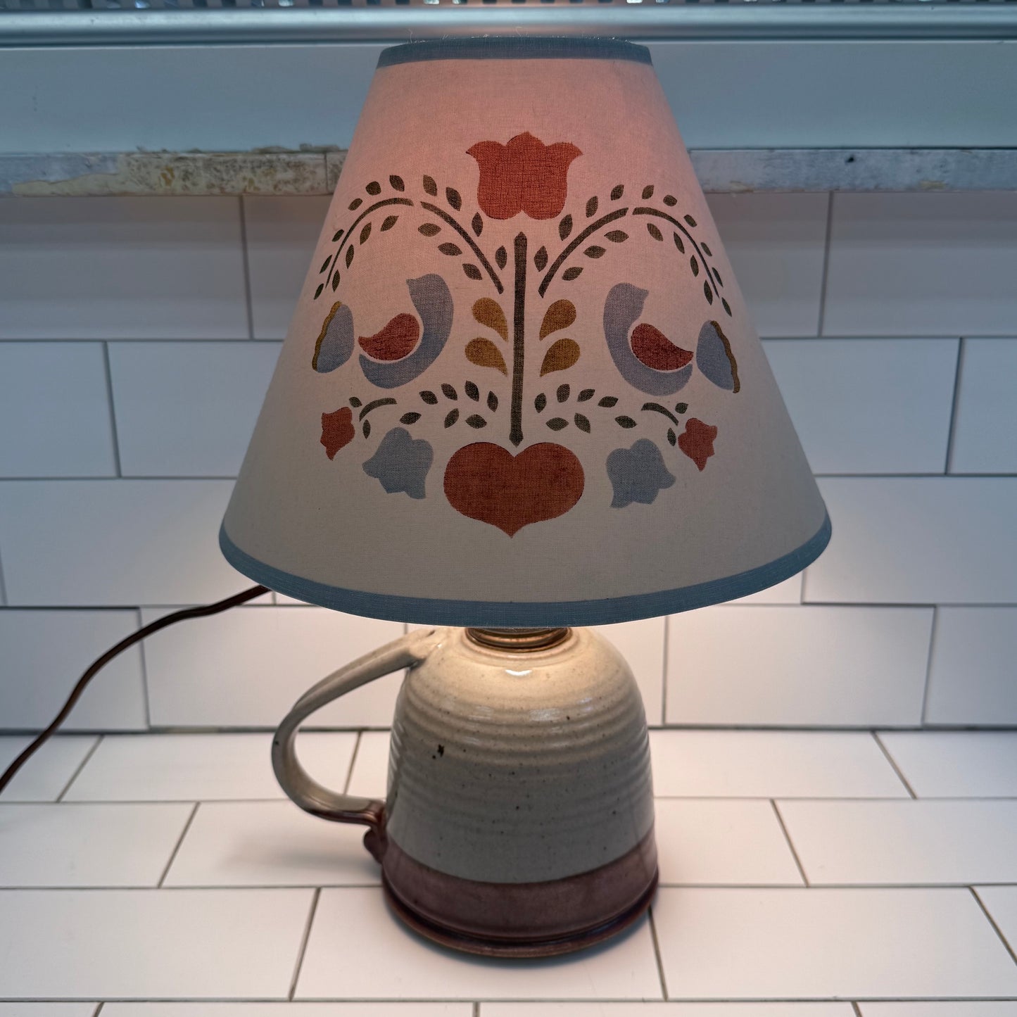 Studio Pottery Jug Lamp Pennsylvania Dutch Folk Art