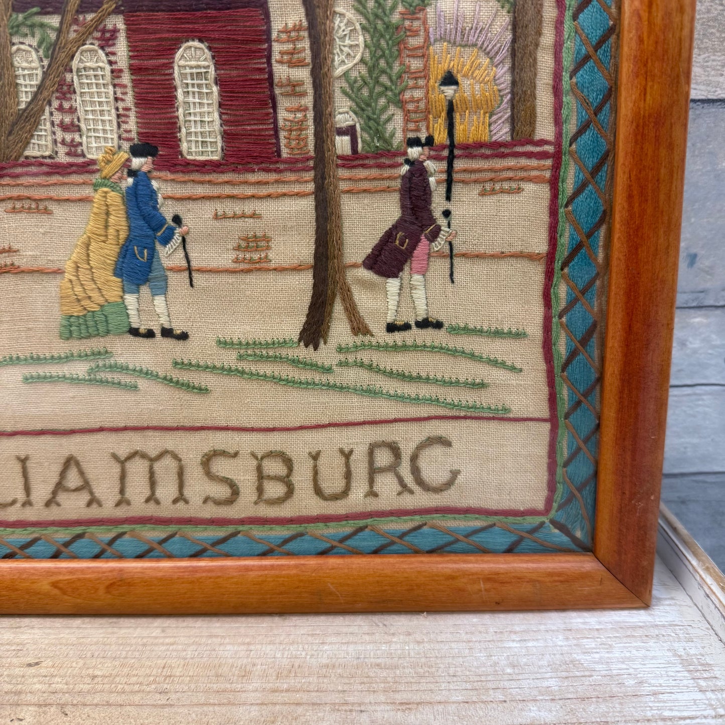 Old Williamsburg Bruton Parish Church Framed Embroidery Art
