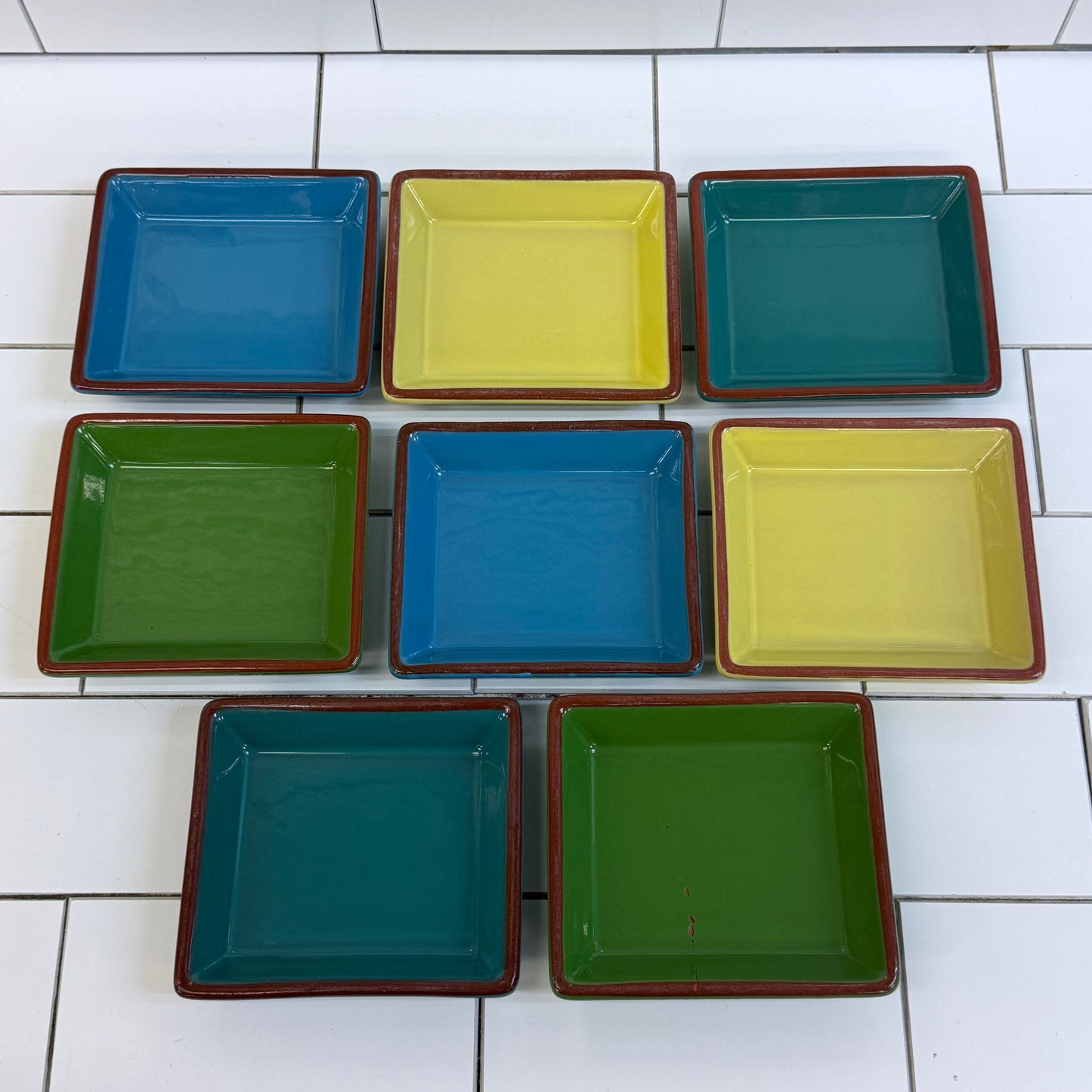 Colorful Appetizer Plates Set of 8 Ceramic