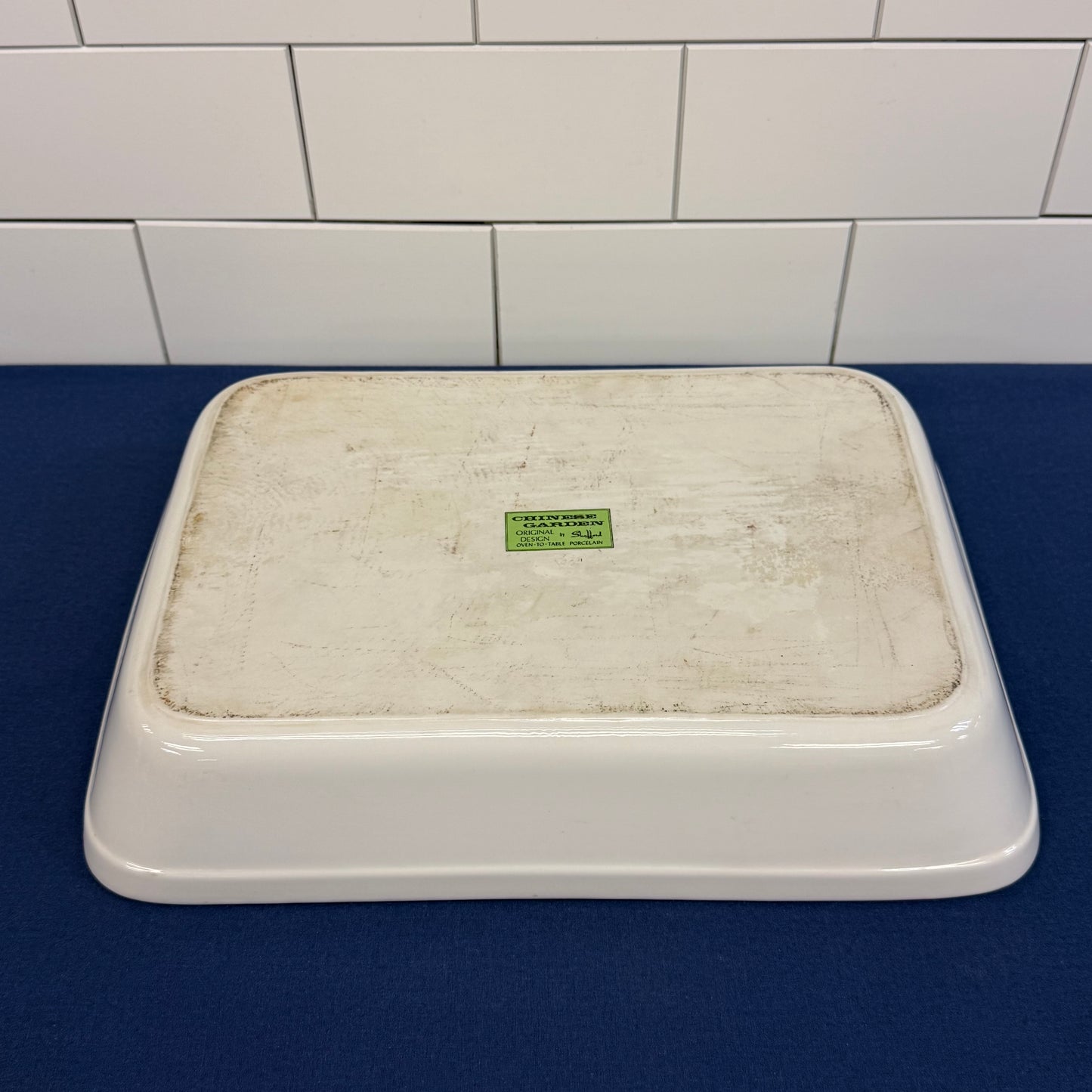 Shafford Chinese Garden Porcelain Baking Dish Japan 1970s