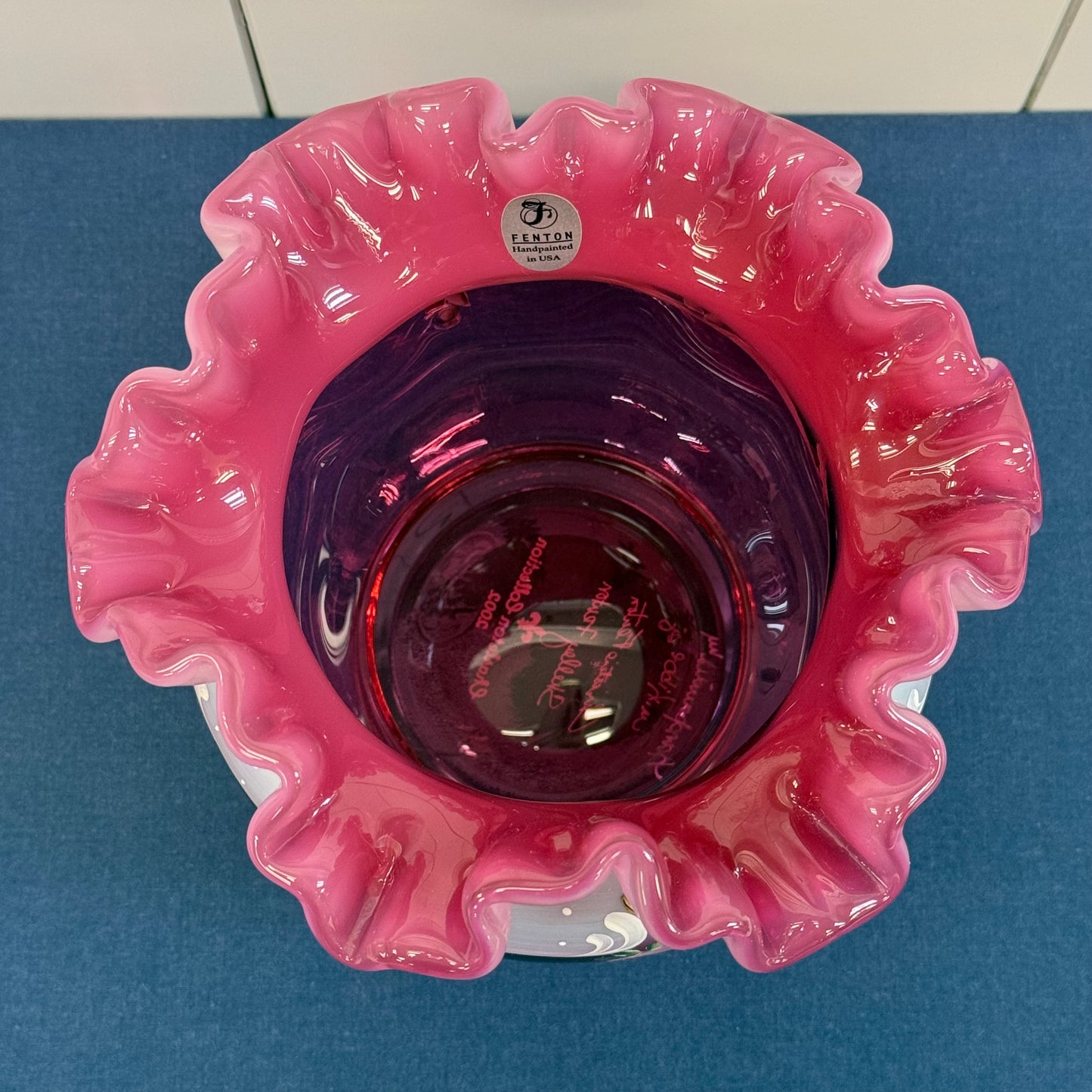 Fenton Charleton Collection Cranberry Rose Bowl Signed 2002