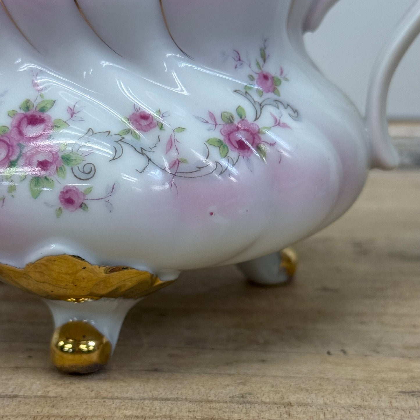 Lefton Heirloom Rose Teapot & Sugar Bowl Porcelain