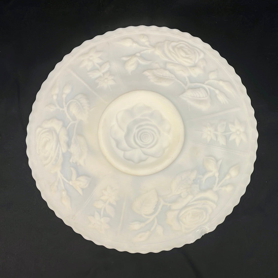 Imperial Milk Glass Embossed Serving Platter