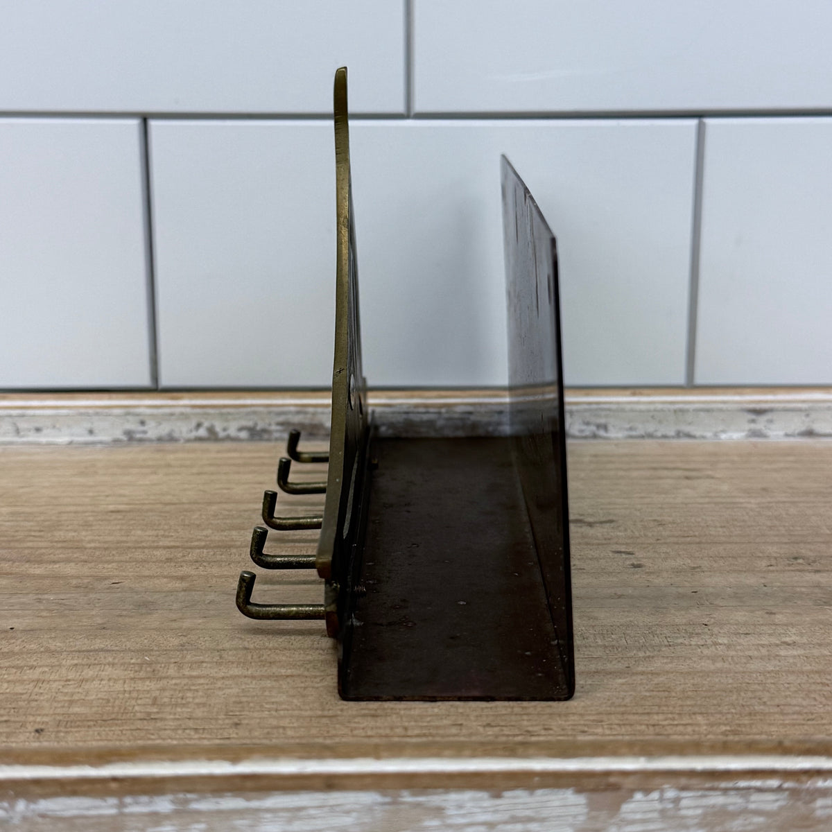 Brass Sailboat Wall Key Holder Nautical 5 Hook Rack