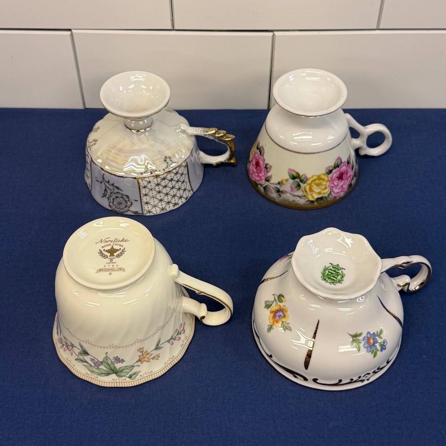 Bone China Teacup & Saucer Lot of 4 Vintage c.1950s-1970s
