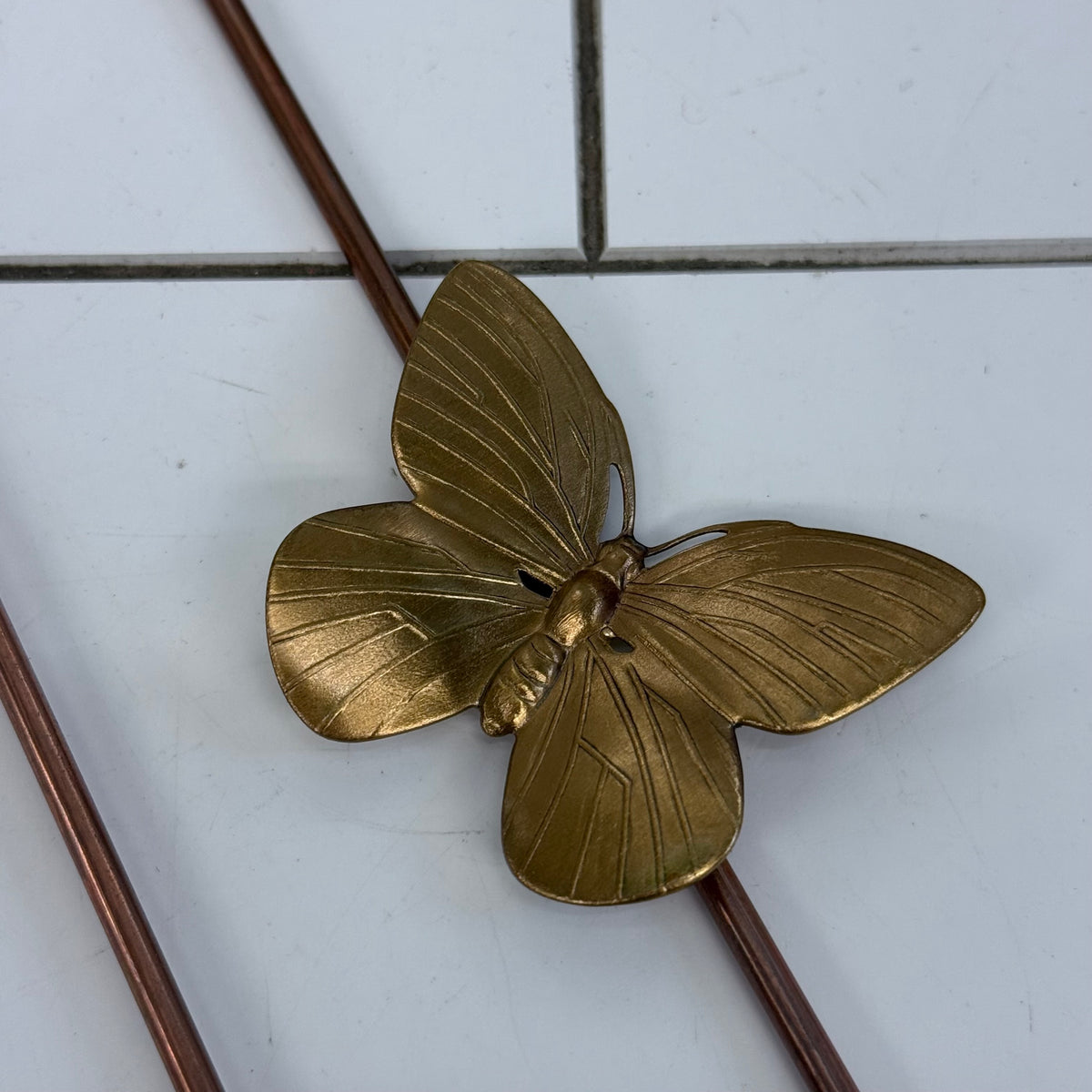Brass Butterfly Double Glass Vase Rooter Hanging Planter