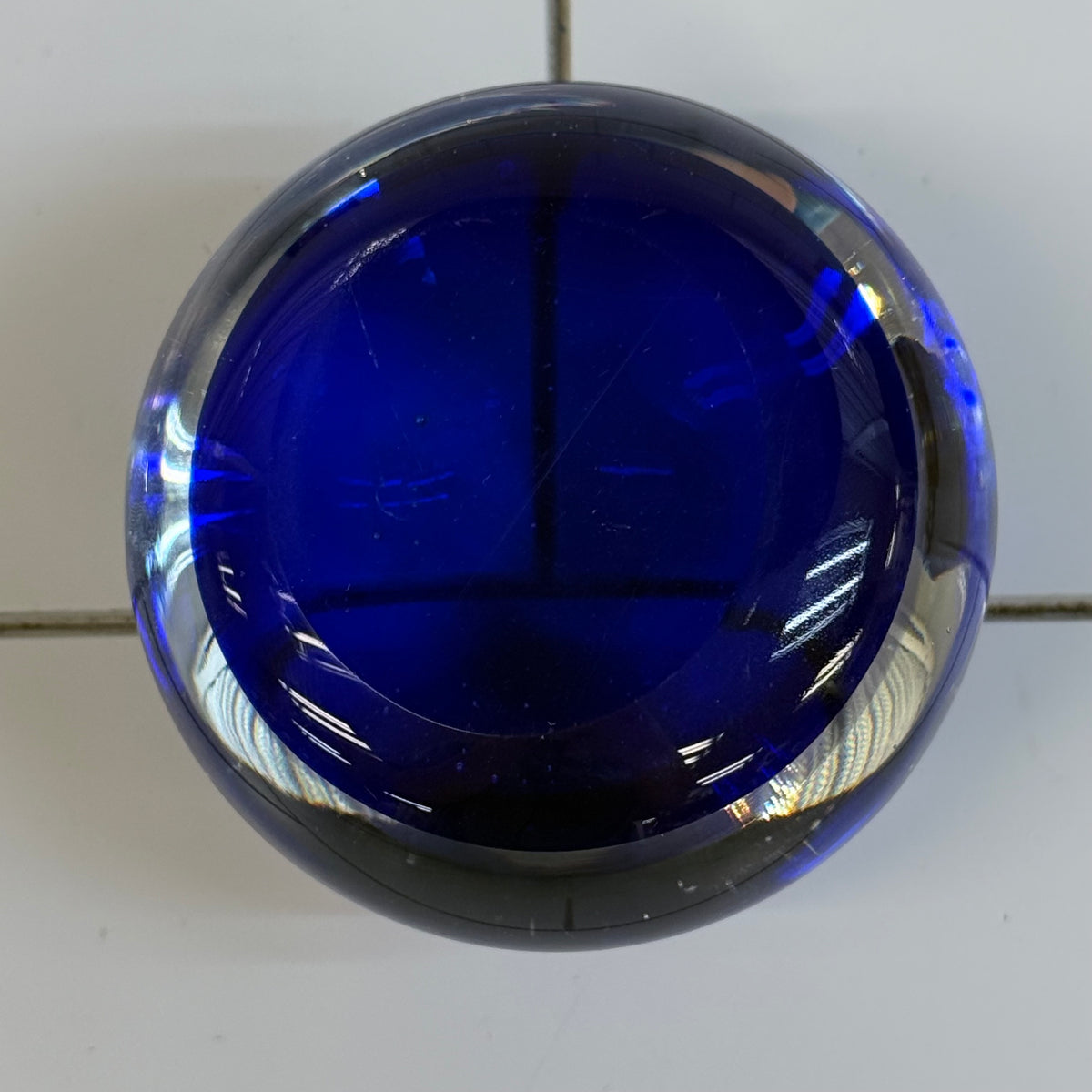 Murano Sagittarius Zodiac Cobalt Blue Art Glass Paperweight 1960s