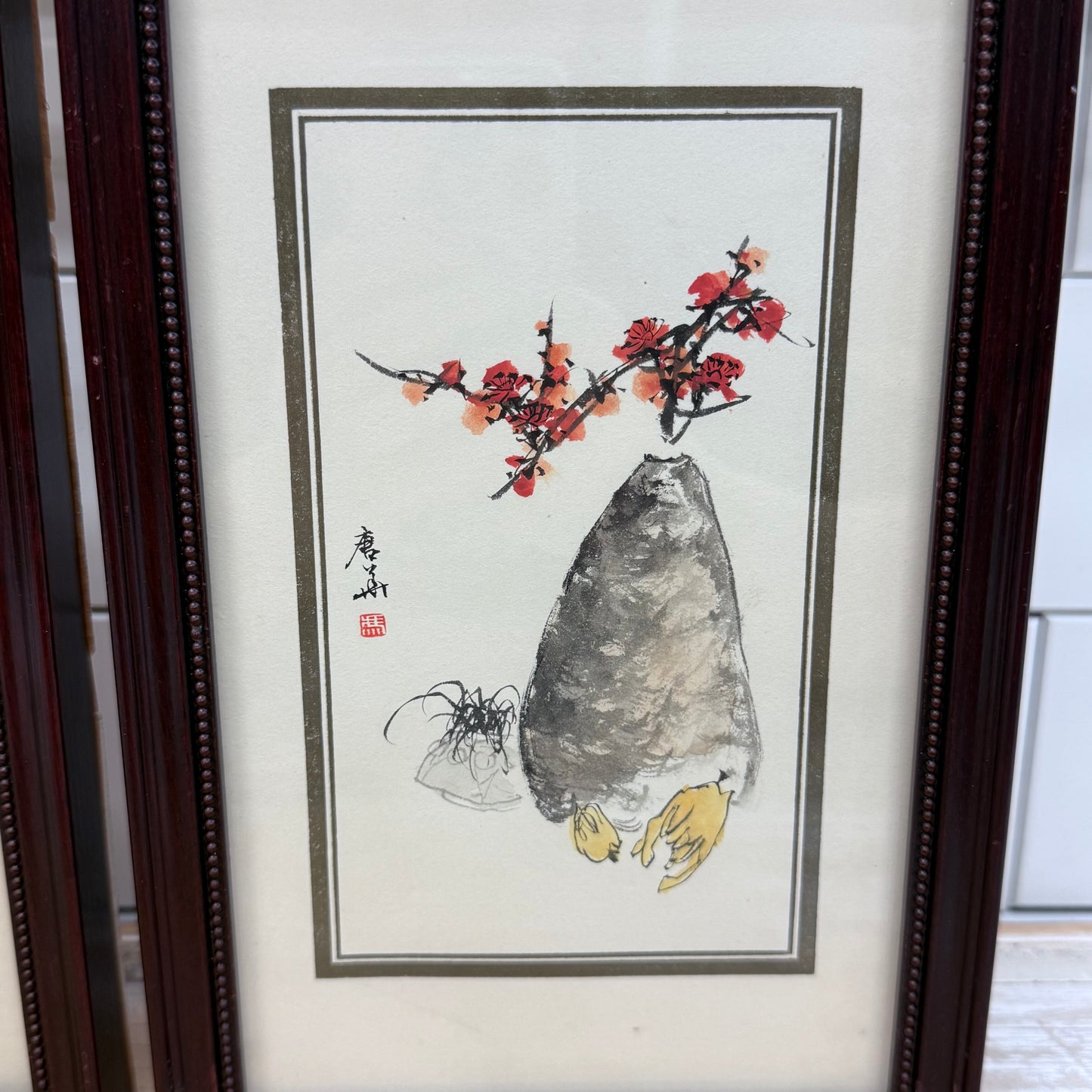 Chinese Plum Blossom Watercolor Prints, Set of 2