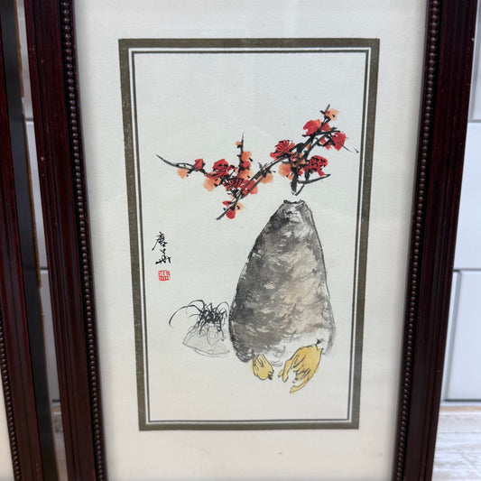Chinese Plum Blossom Watercolor Prints, Set of 2