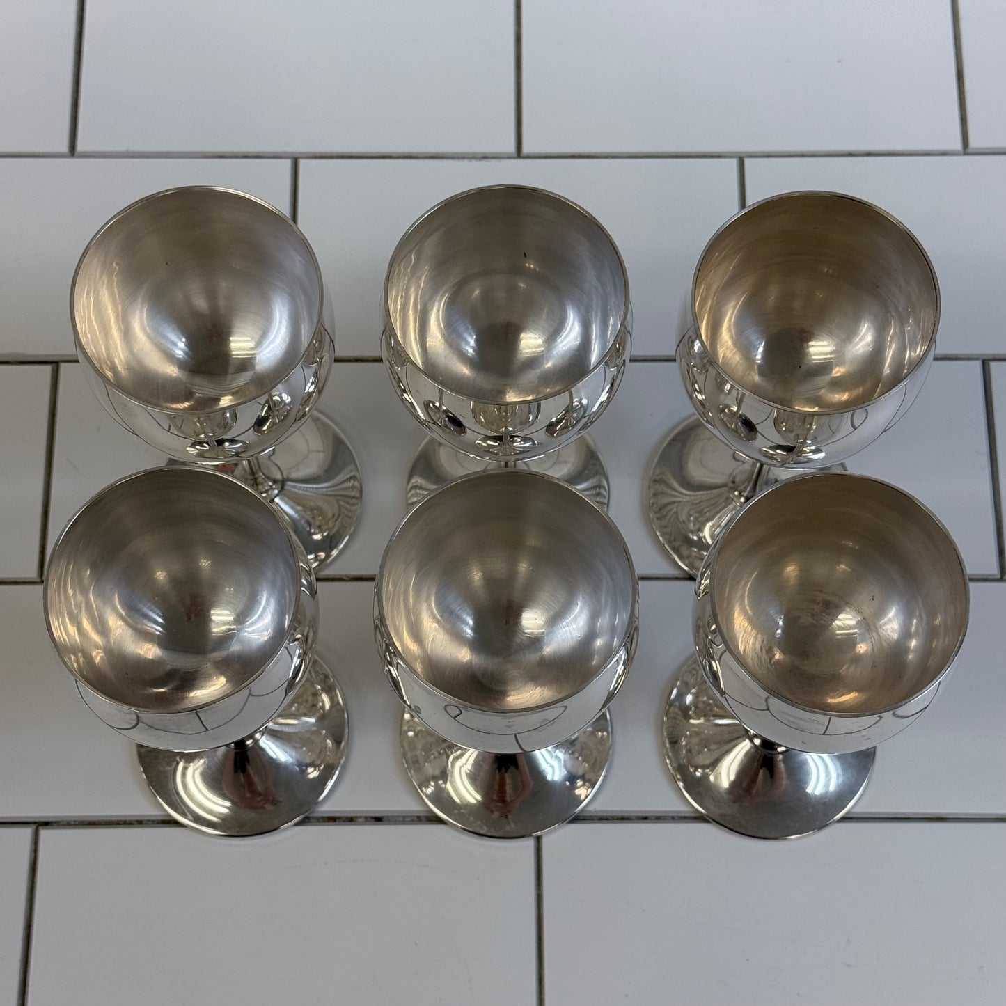 Spanish Silver Plate Wine Goblets Set of 6 Vintage 1960s