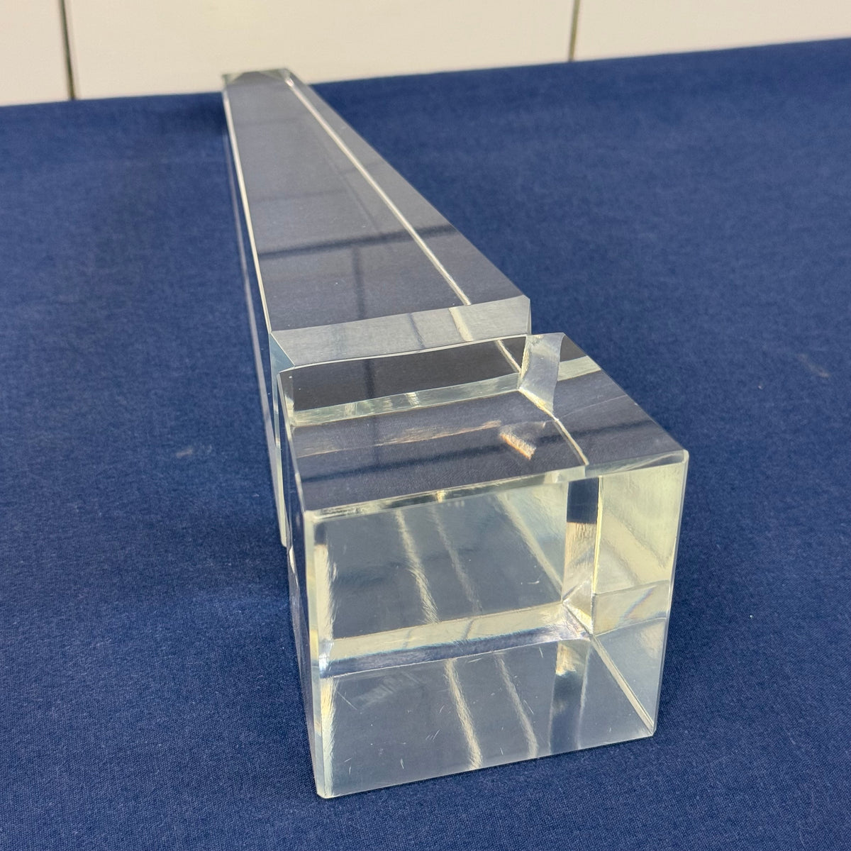 Glass Obelisk Sculpture Faceted Tower Paperweight Desk Decor