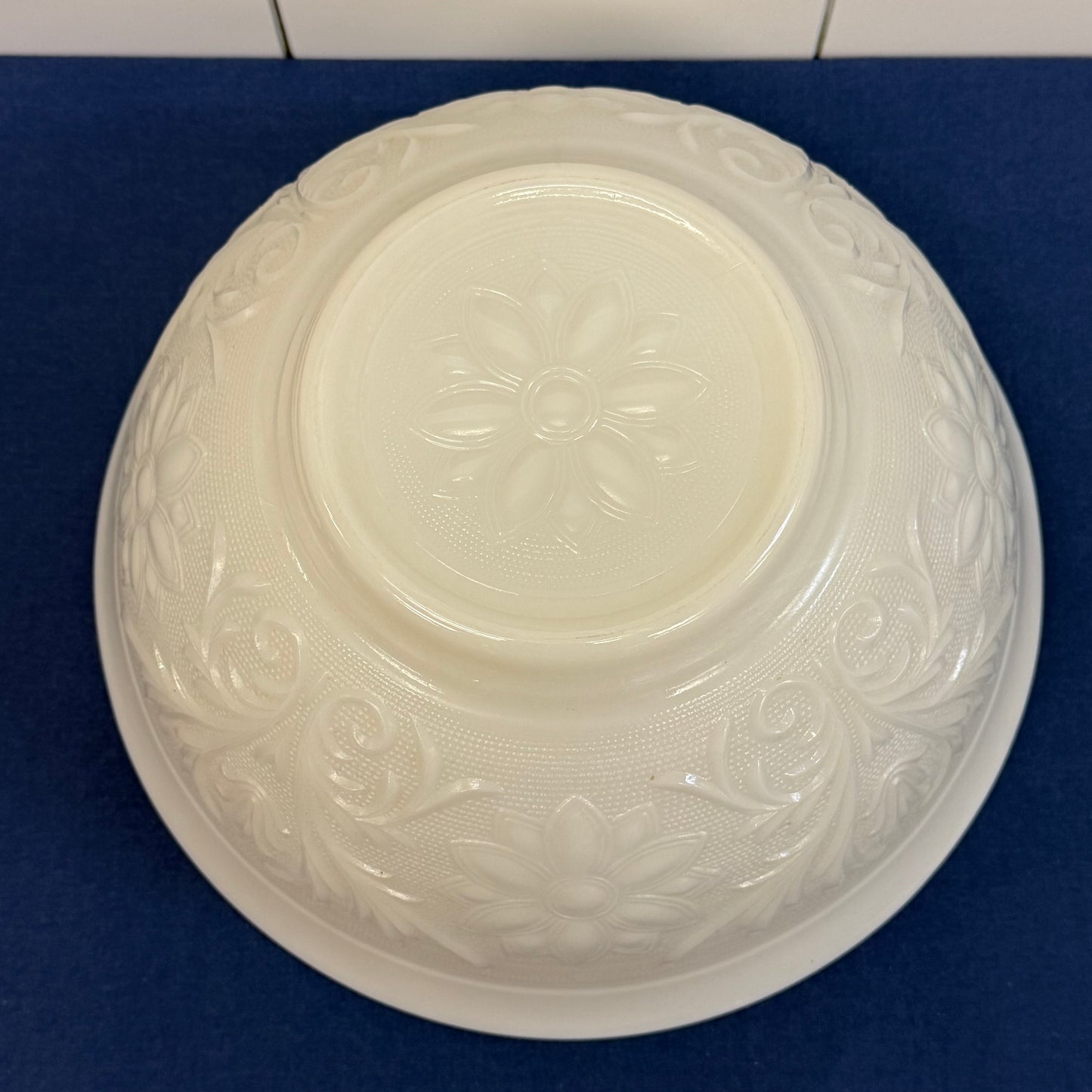 Anchor Hocking Milk Glass Punch Bowl & 10 Cup Set 1960s