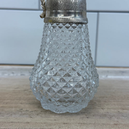 Silver Plated Pressed Glass Claret Pitcher, Made in Italy