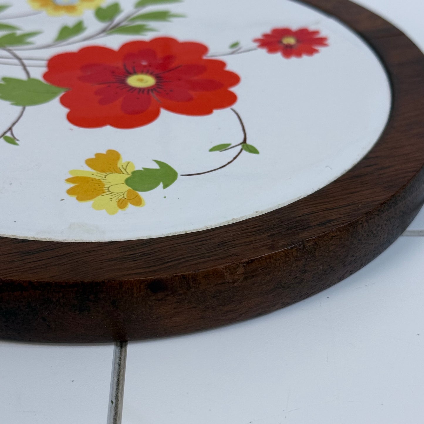 Price Products Floral Wood Trivet Coaster Set w/ Holder