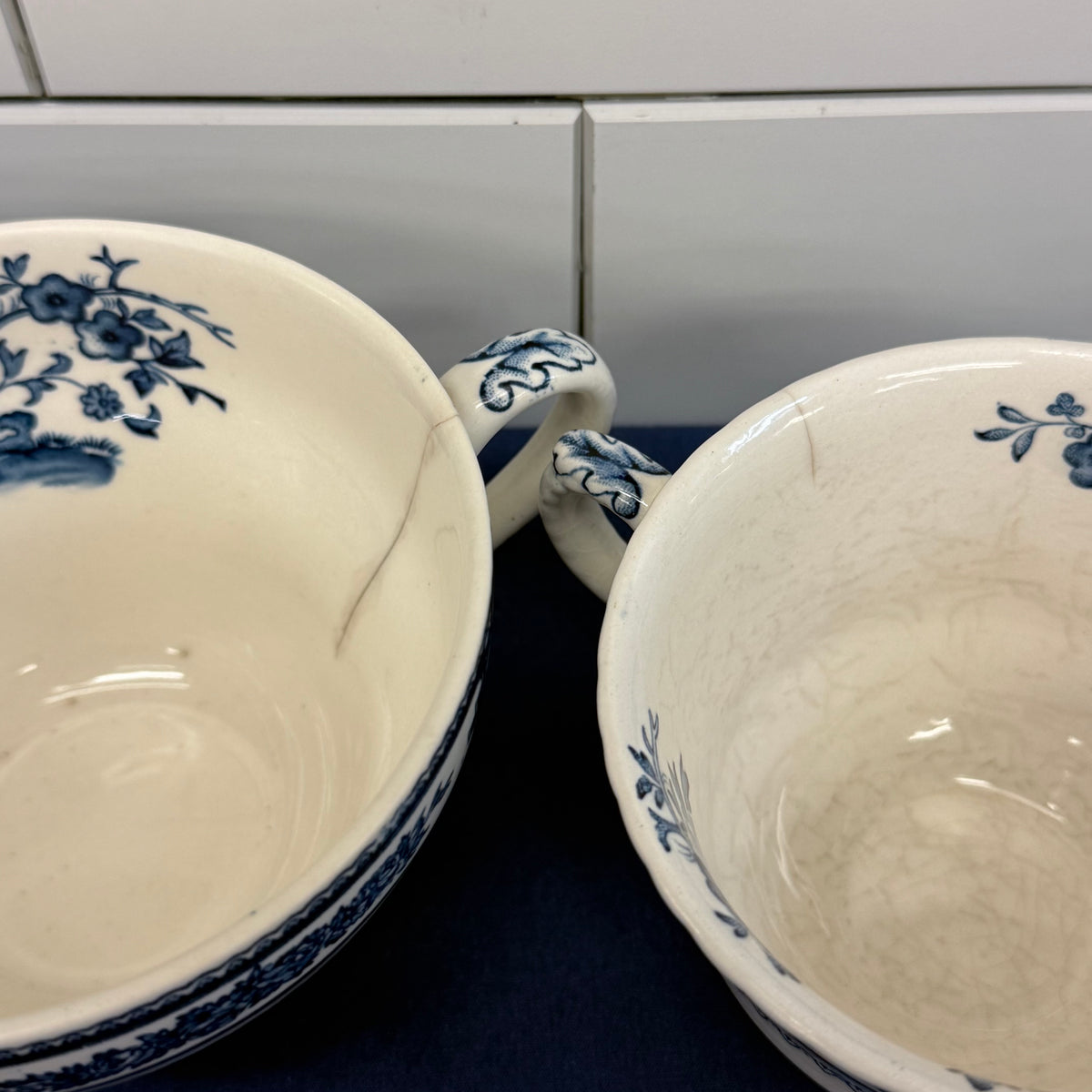 Mason's Manchu Blue Ironstone Teacups & Saucers Set