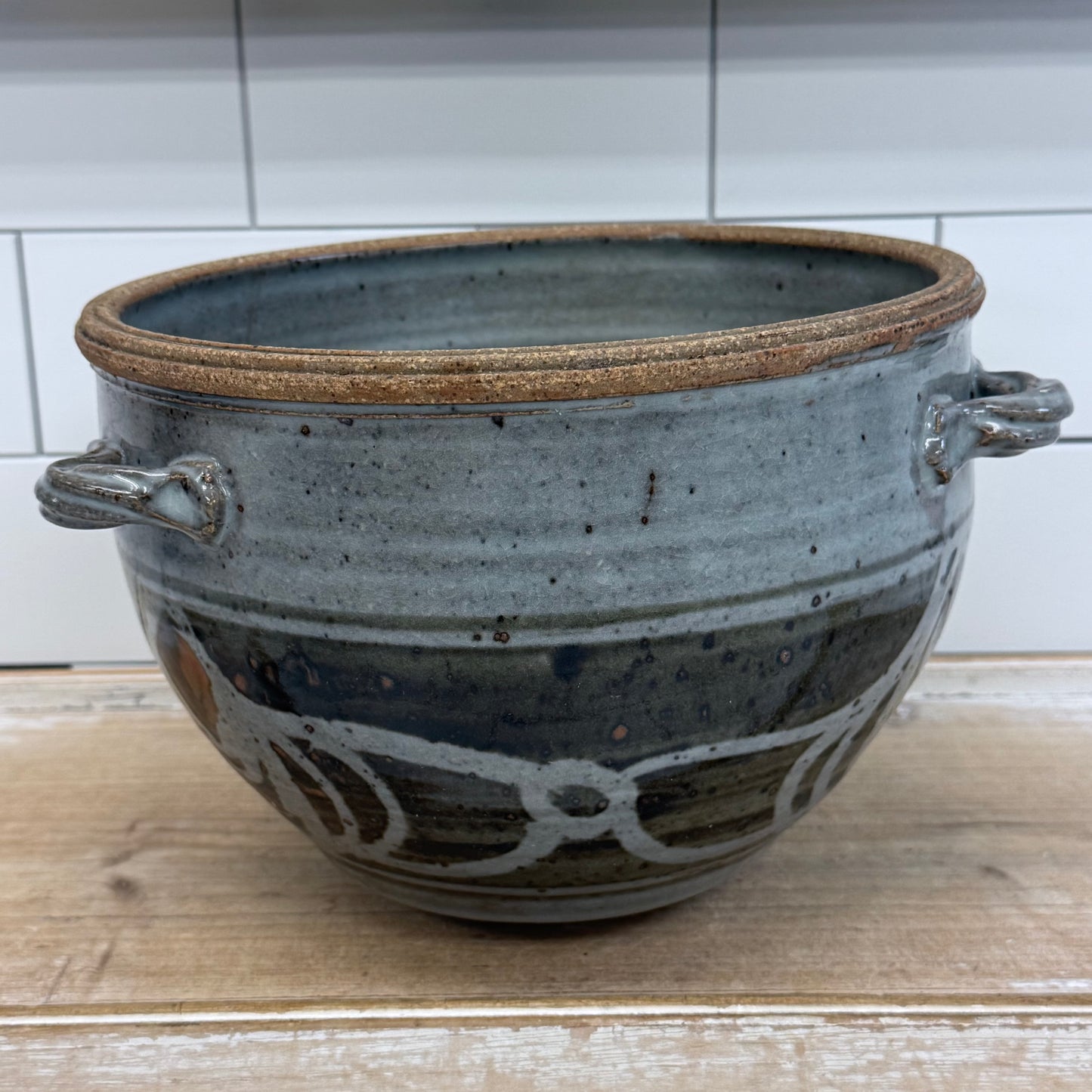 Studio Art Pottery Stoneware Planter Gray Glaze