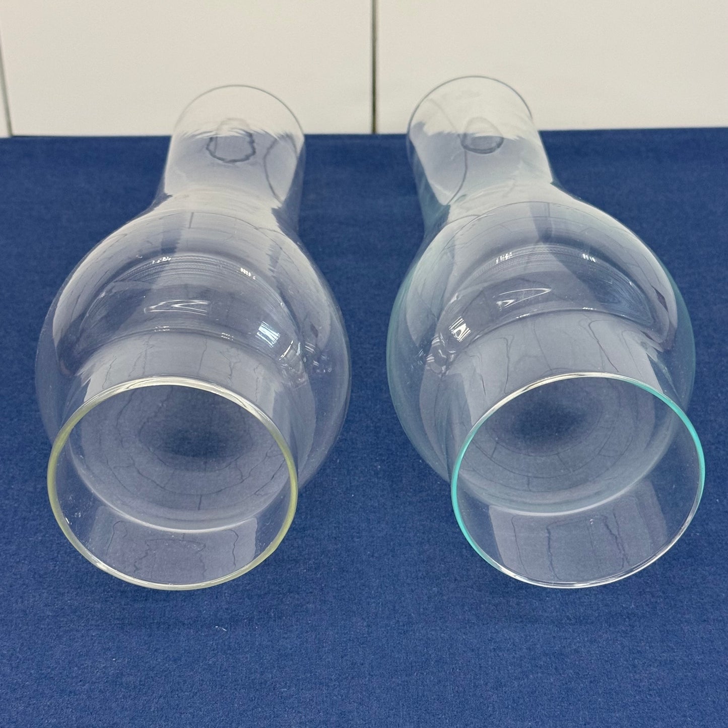 Electrified Glass Oil Finger Lamps with Chimneys Shades Set of 2