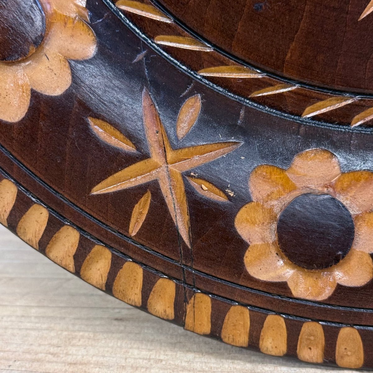 Carved Wood Floral Wall Plate