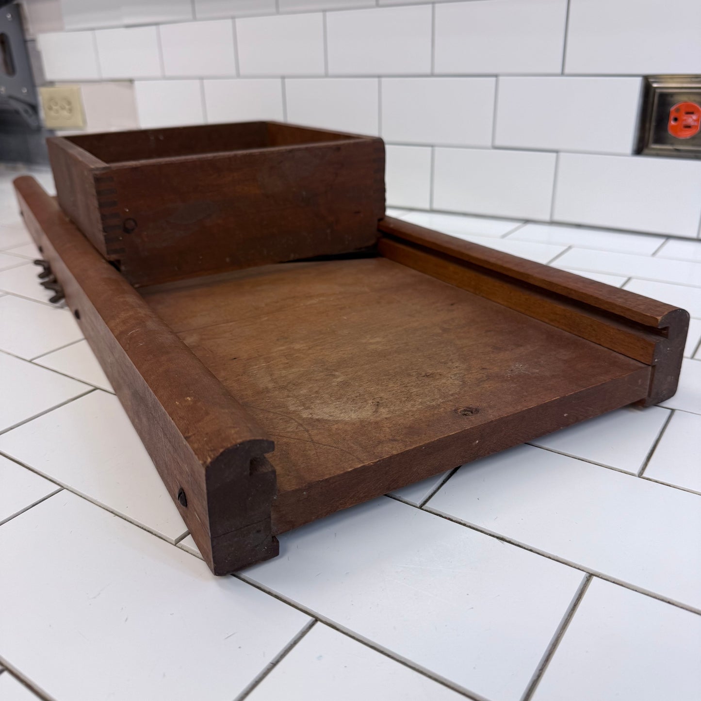 Antique Kraut Cutter Cabbage Slicer with Collection Box