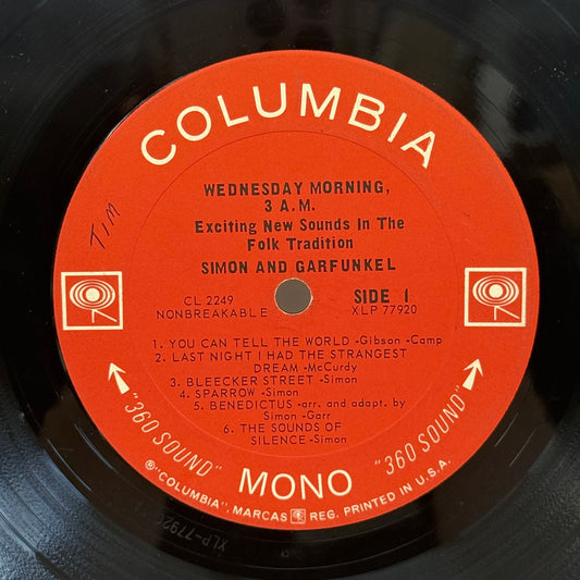 Simon & Garfunkel Wednesday Morning 3 A.M. Vinyl LP 1964 #CL2249 Mono