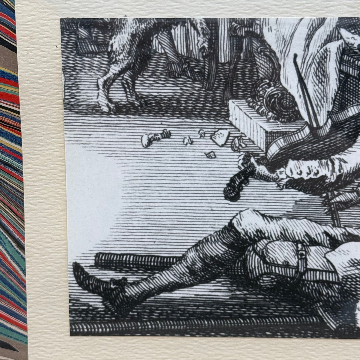 Tavern Fiddler Print with Marbled Paper Mat