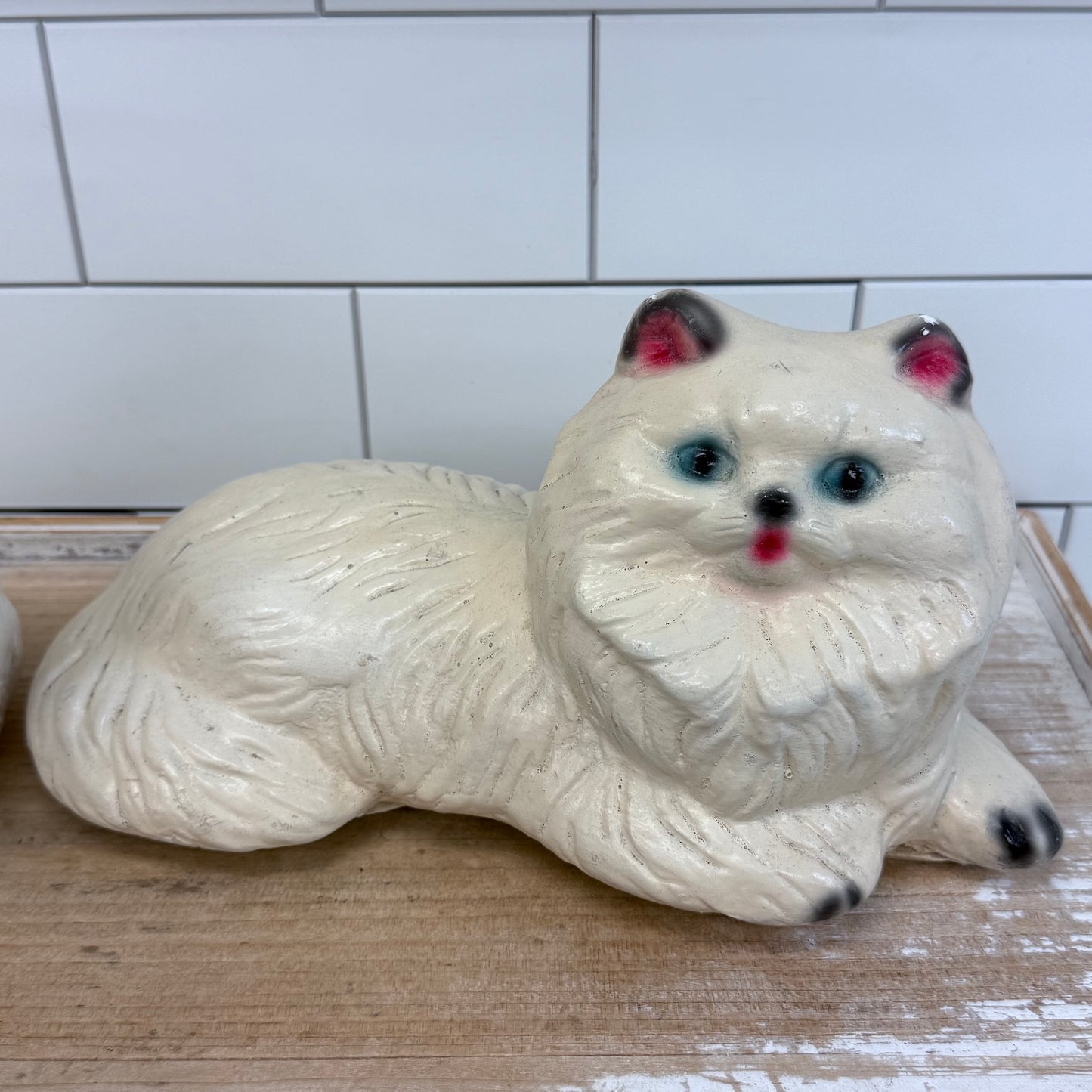 Vintage Persian Cat Chalkware Coin Banks Set of 2 1950s