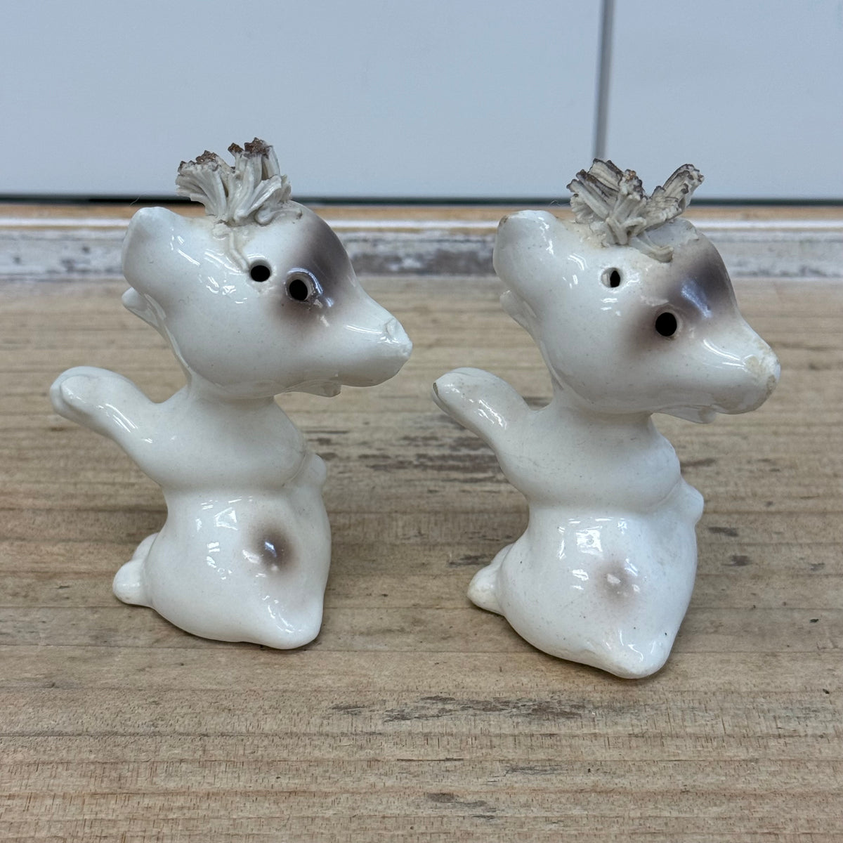 Ceramic Cat Salt Pepper Shaker Pair Vintage 1950s
