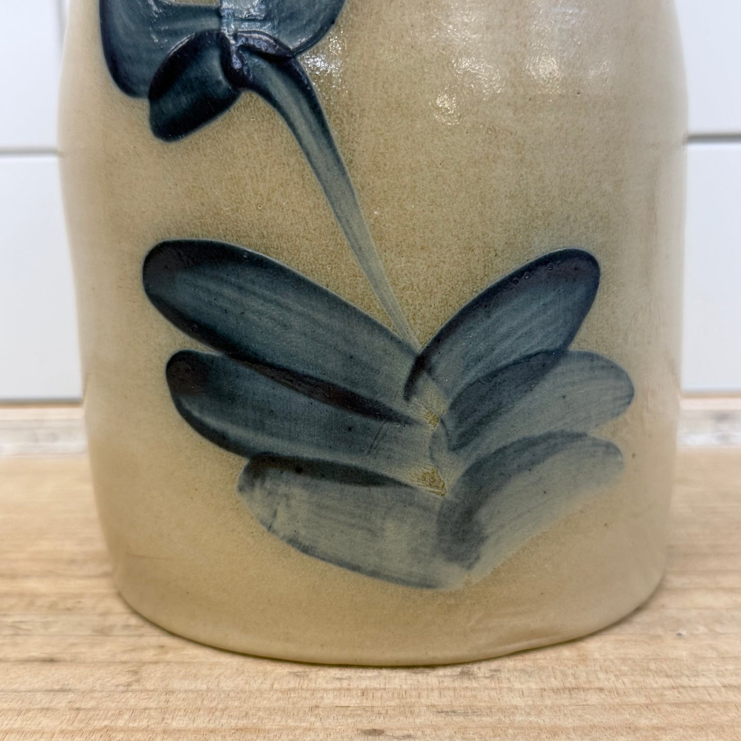 Studio Art Pottery Floral Stoneware Handled Jug Signed