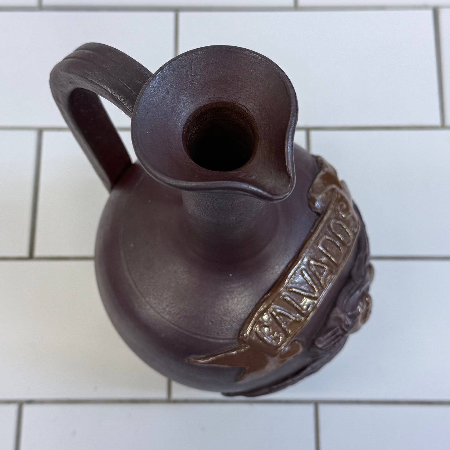 French Calvados Apple Brandy Ceramic Jug France 1960s-70s