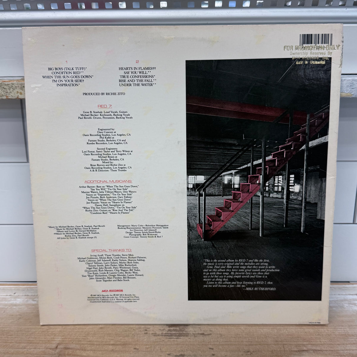 Red 7 When the Sun Goes Down Vinyl LP 1987 - #MCA-5792