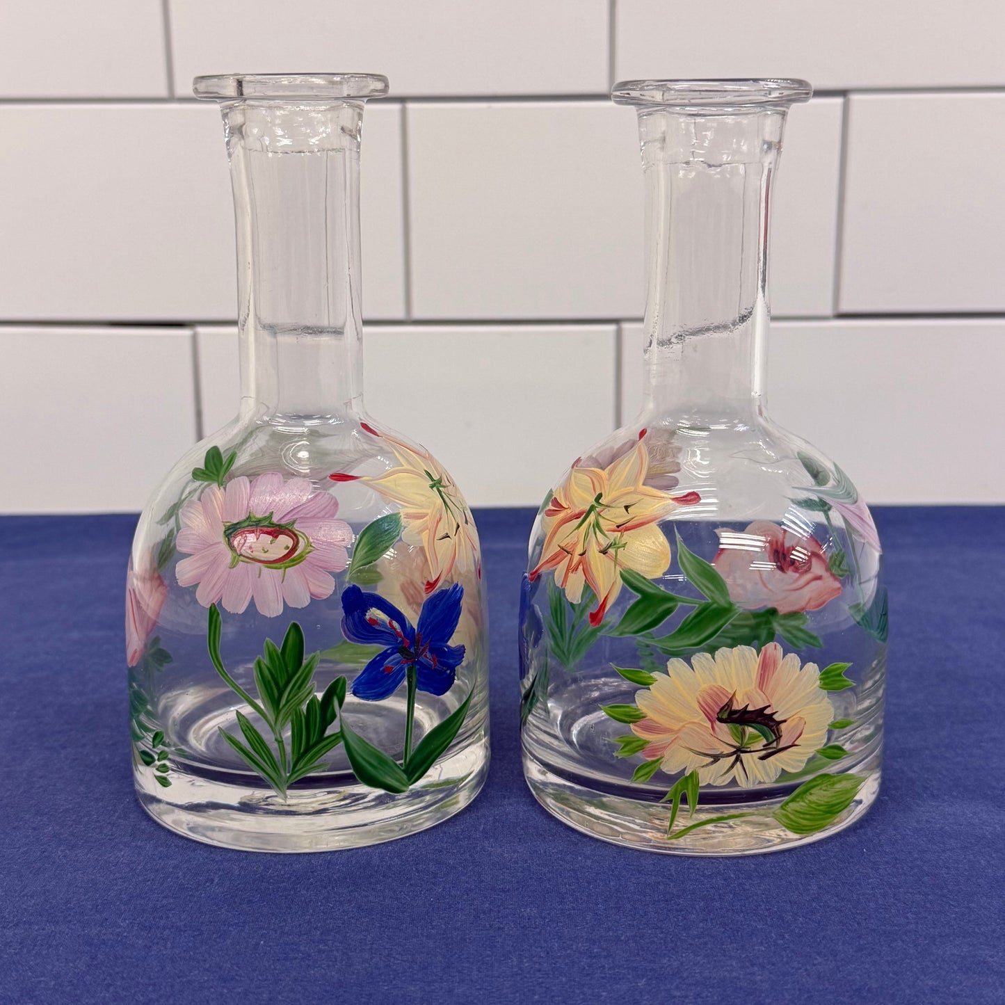 Royal Danube Hand Painted Floral Crystal Kitchenware Lot of 8