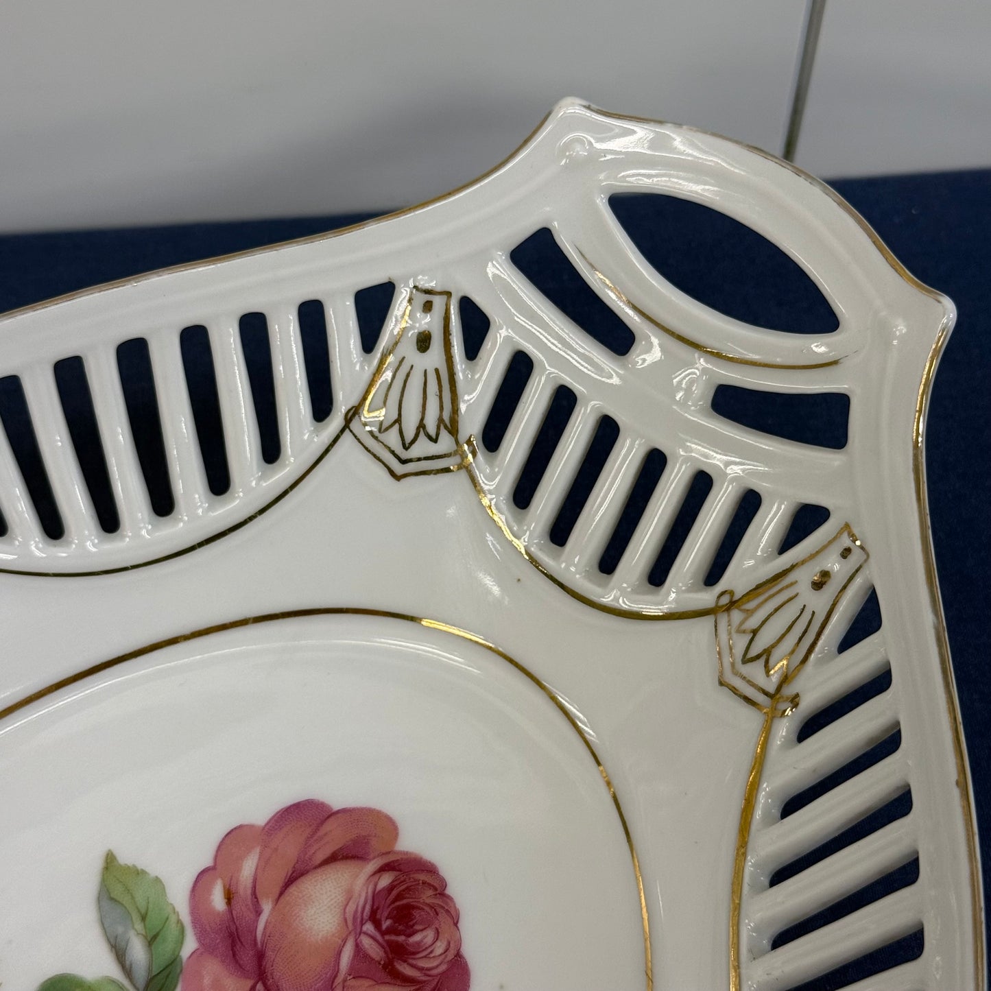 Reticulated Floral Serving Bowl German Porcelain