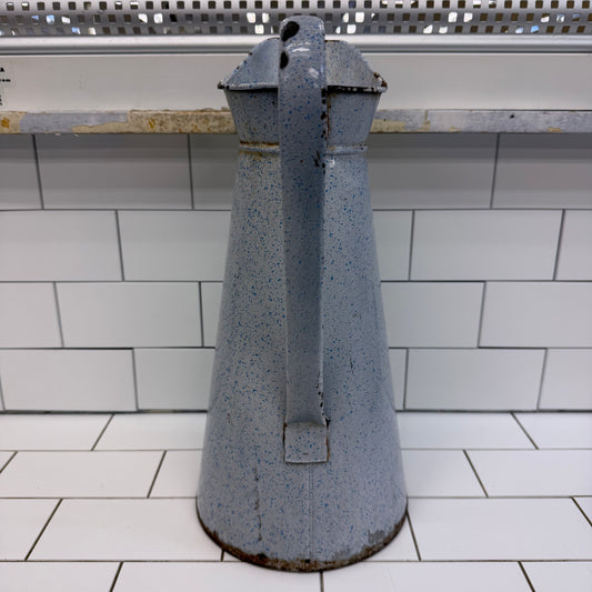 Vintage Blue Speckled Enamelware Pitcher Farmhouse Decor