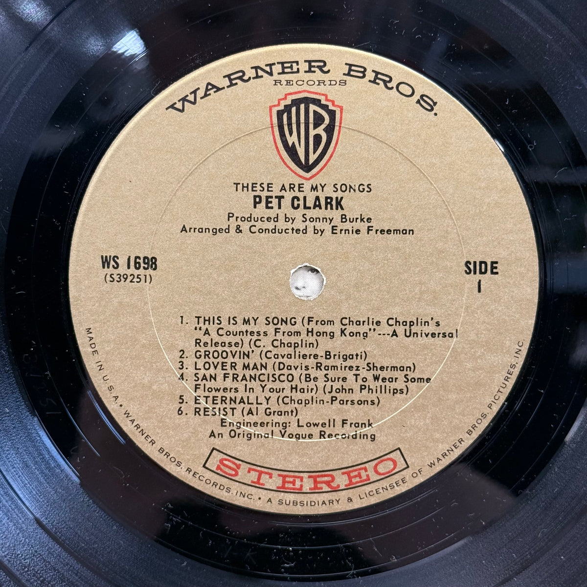 Petula Clark These Are My Songs Vinyl LP 1967 Warner Bros. #WS 1698