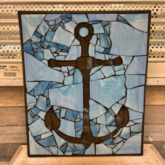 TD Mosaics Framed Slag Glass Anchor Art