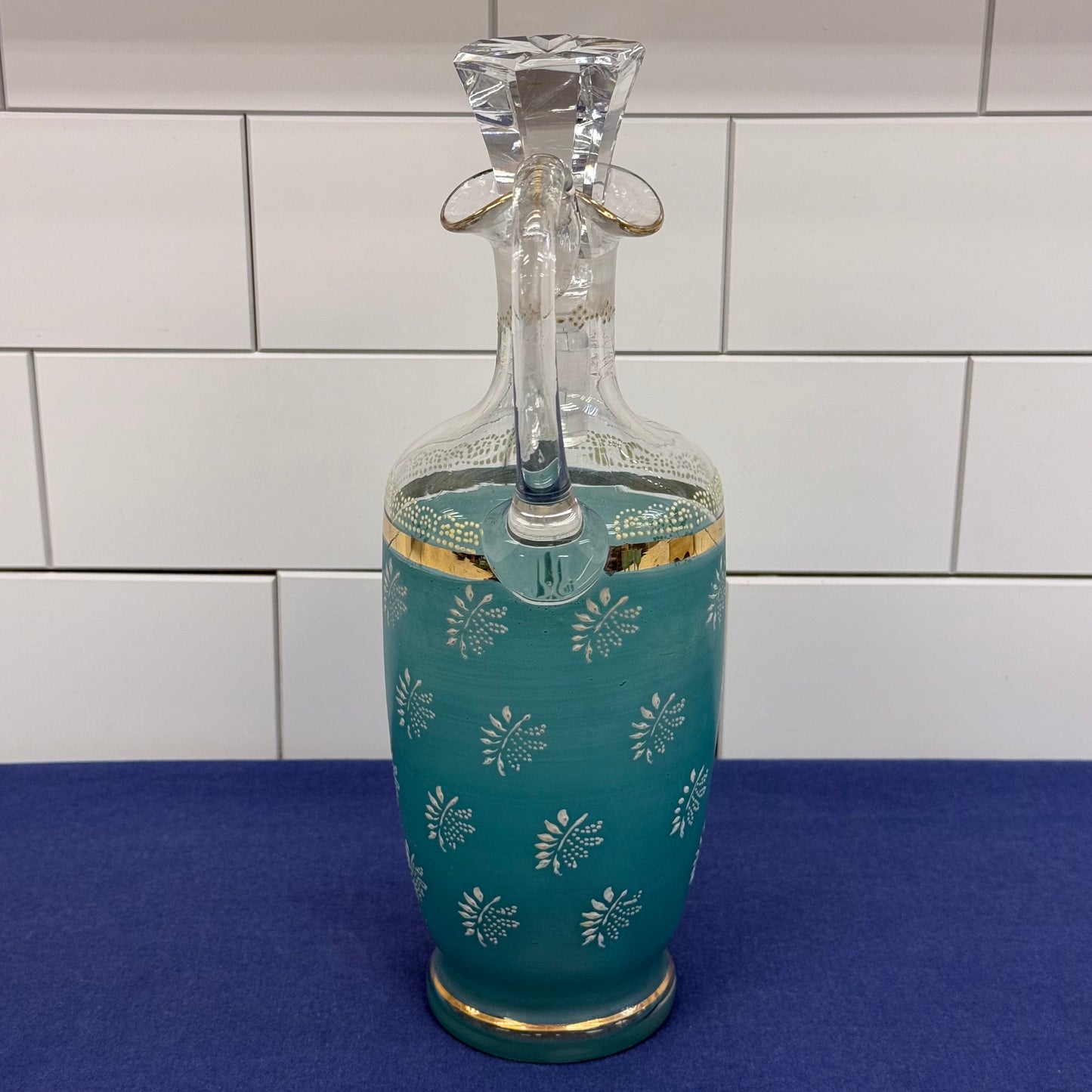 Frosted Glass Decanter & Cordial Set Mid-Century Drinkware