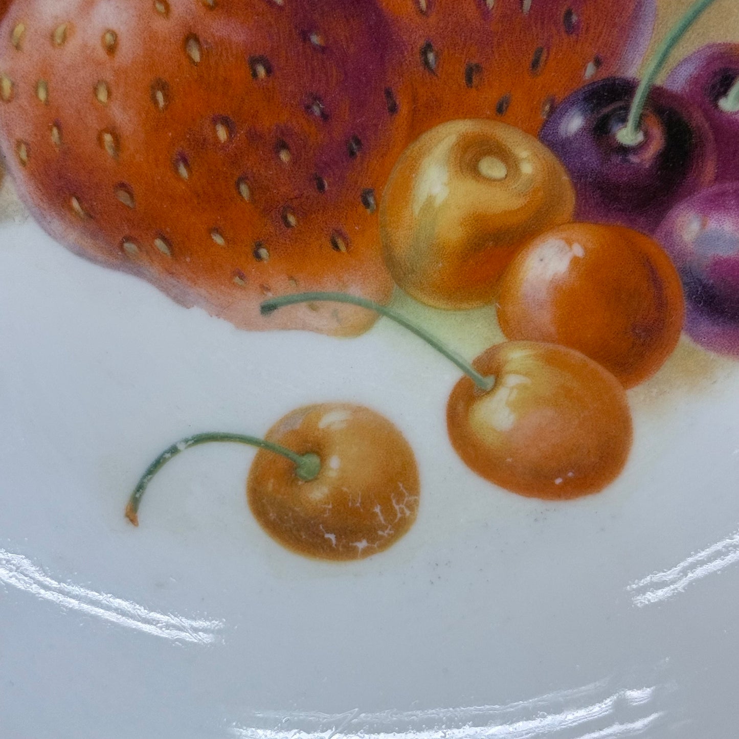 German Hand Painted Fruit Porcelain Serving Bowl
