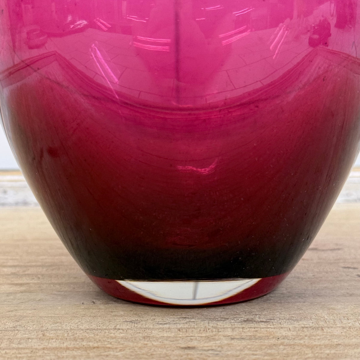 Vintage Cranberry Red Hand Blown Art Glass Bud Vase 6”