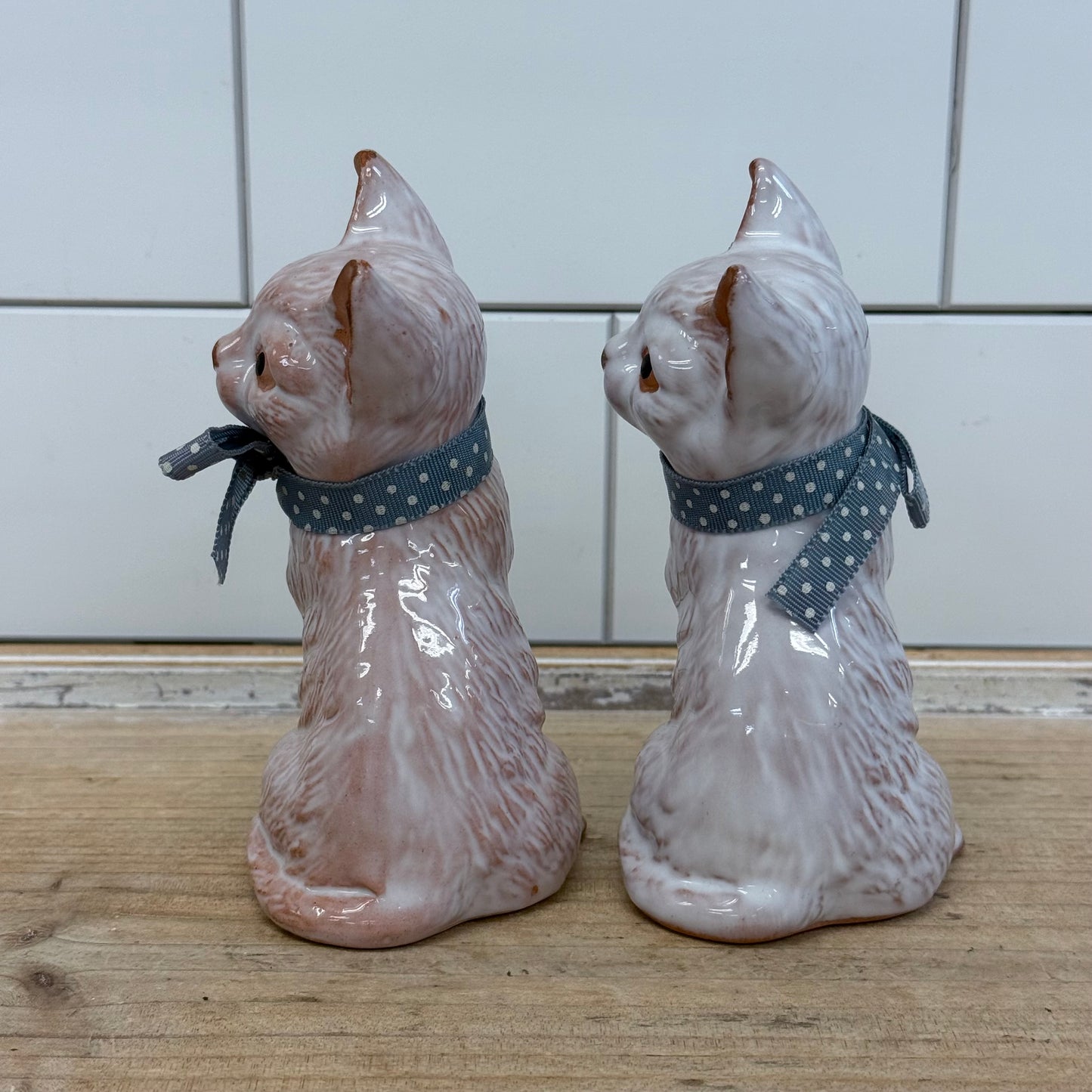 UCGC Cat Figurines Set of 2 Glazed Terracotta 1987