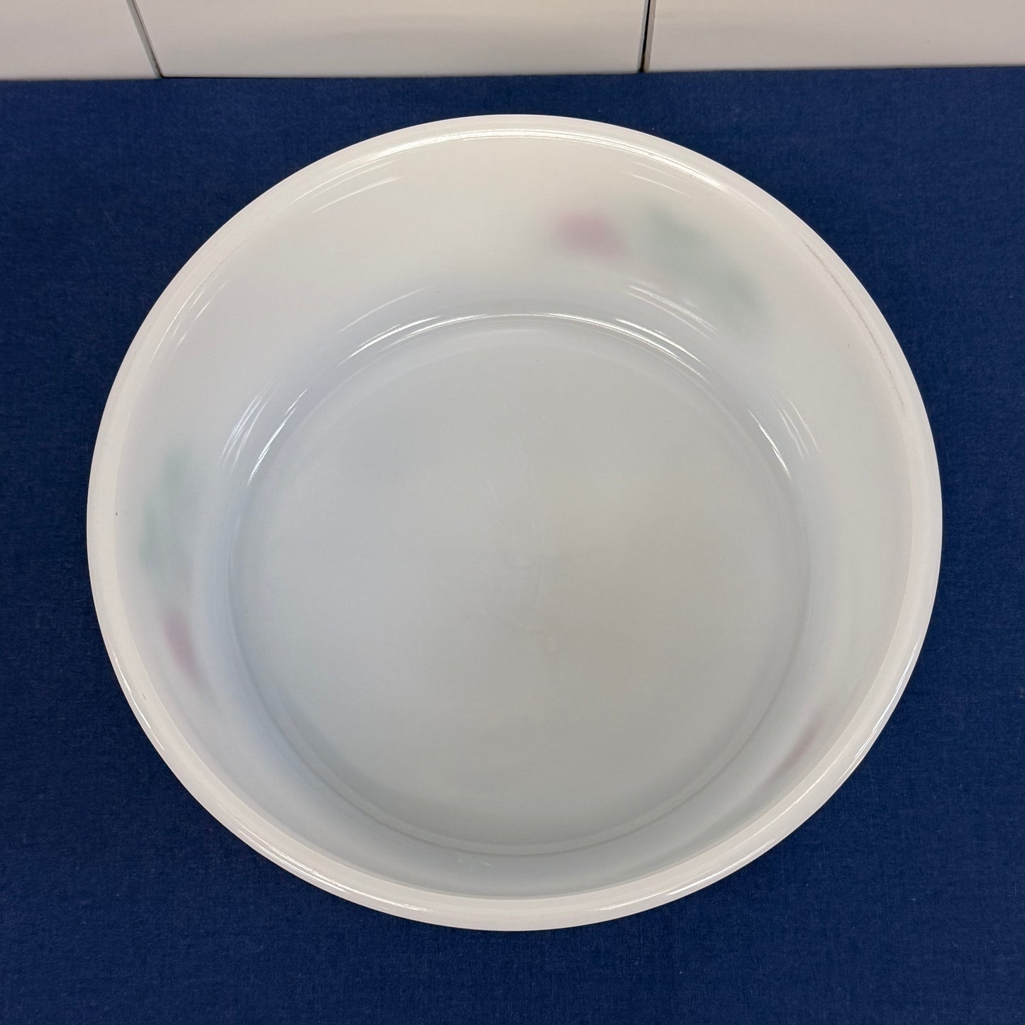 Arcopal France Rose Floral Milk Glass Serving Bowl 1970s