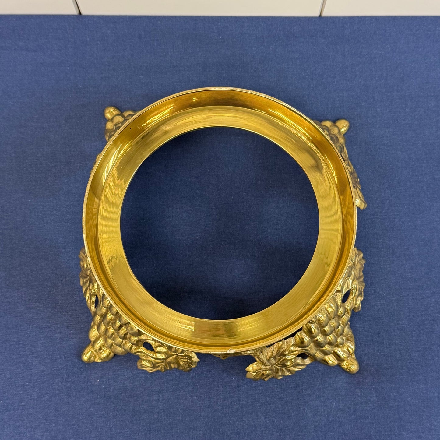 Hollywood Regency Cut Crystal Rose Bowl Brass Stand