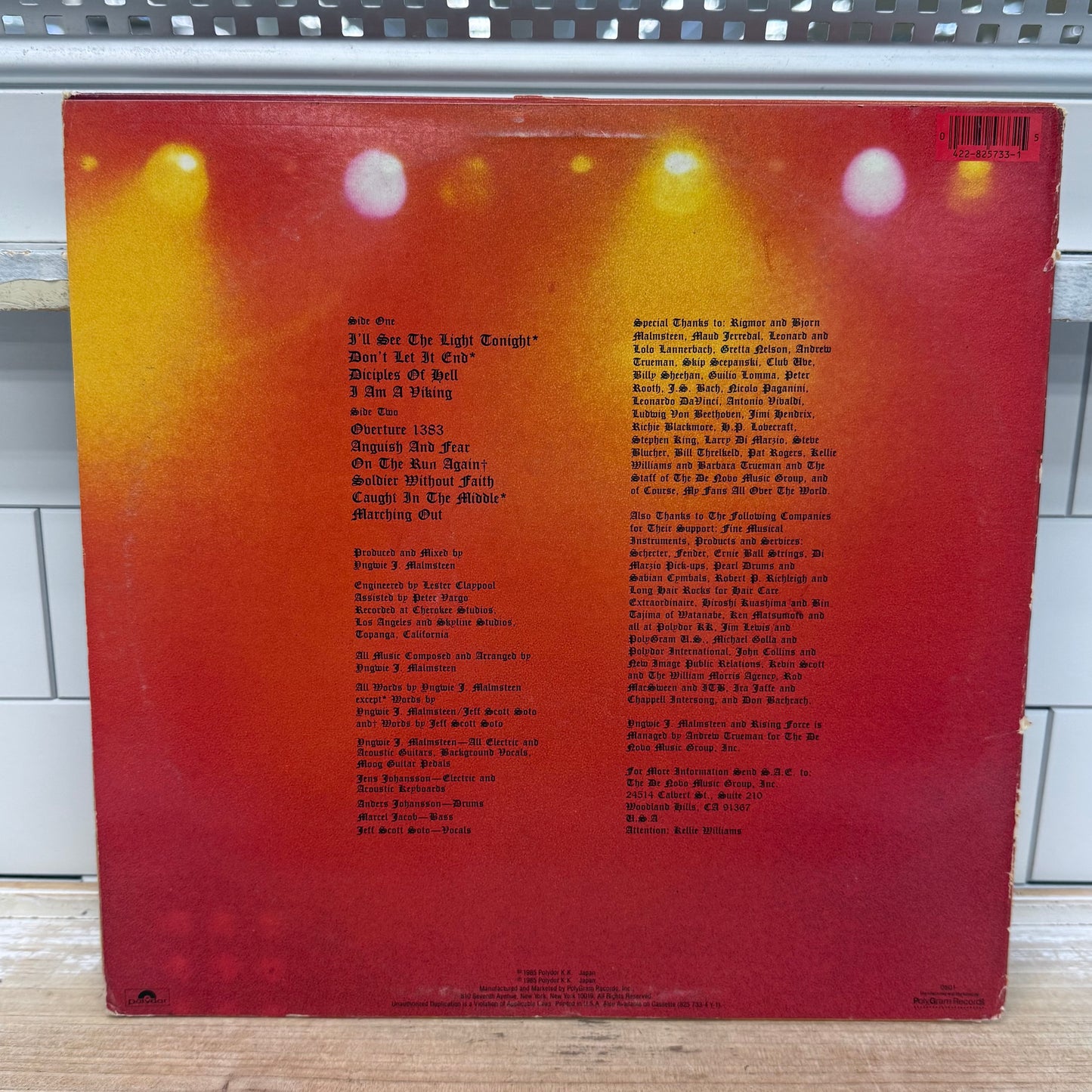 Yngwie Malmsteen Rising Force Marching Out Vinyl Record 1985 LP
