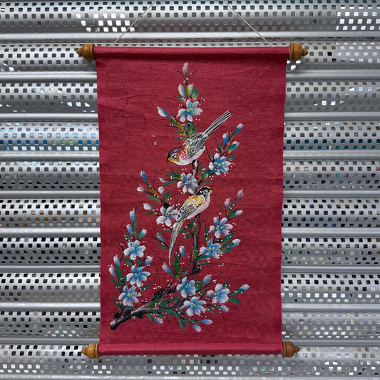 Bird Wall Scroll, Hand Painted