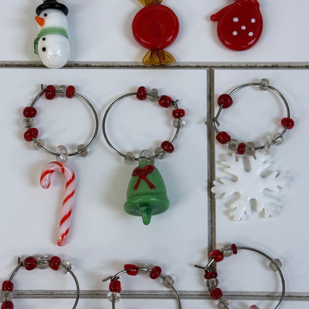 LS Arts Glass Christmas Tree Wine Charm Holder