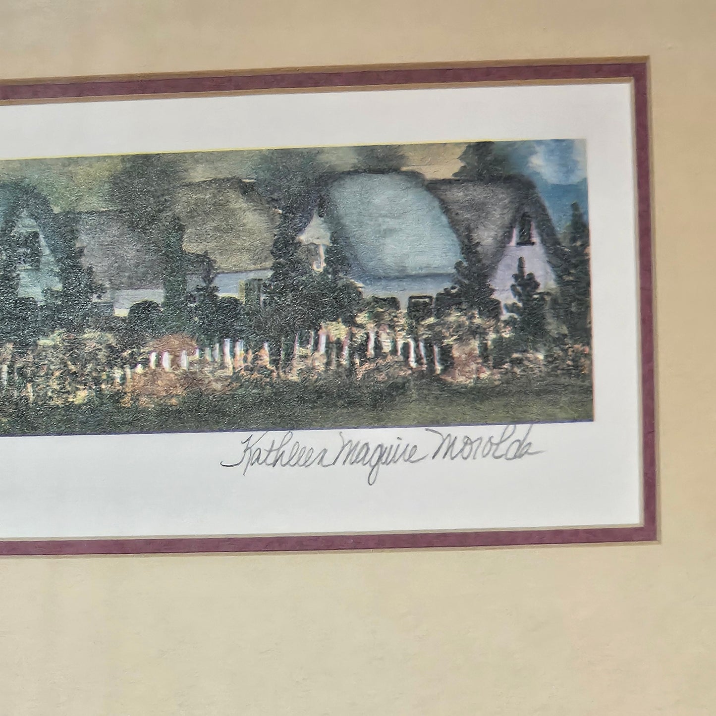 Kathleen Maguire Morolda  "Cottages" Lithograph Signed, 1980s